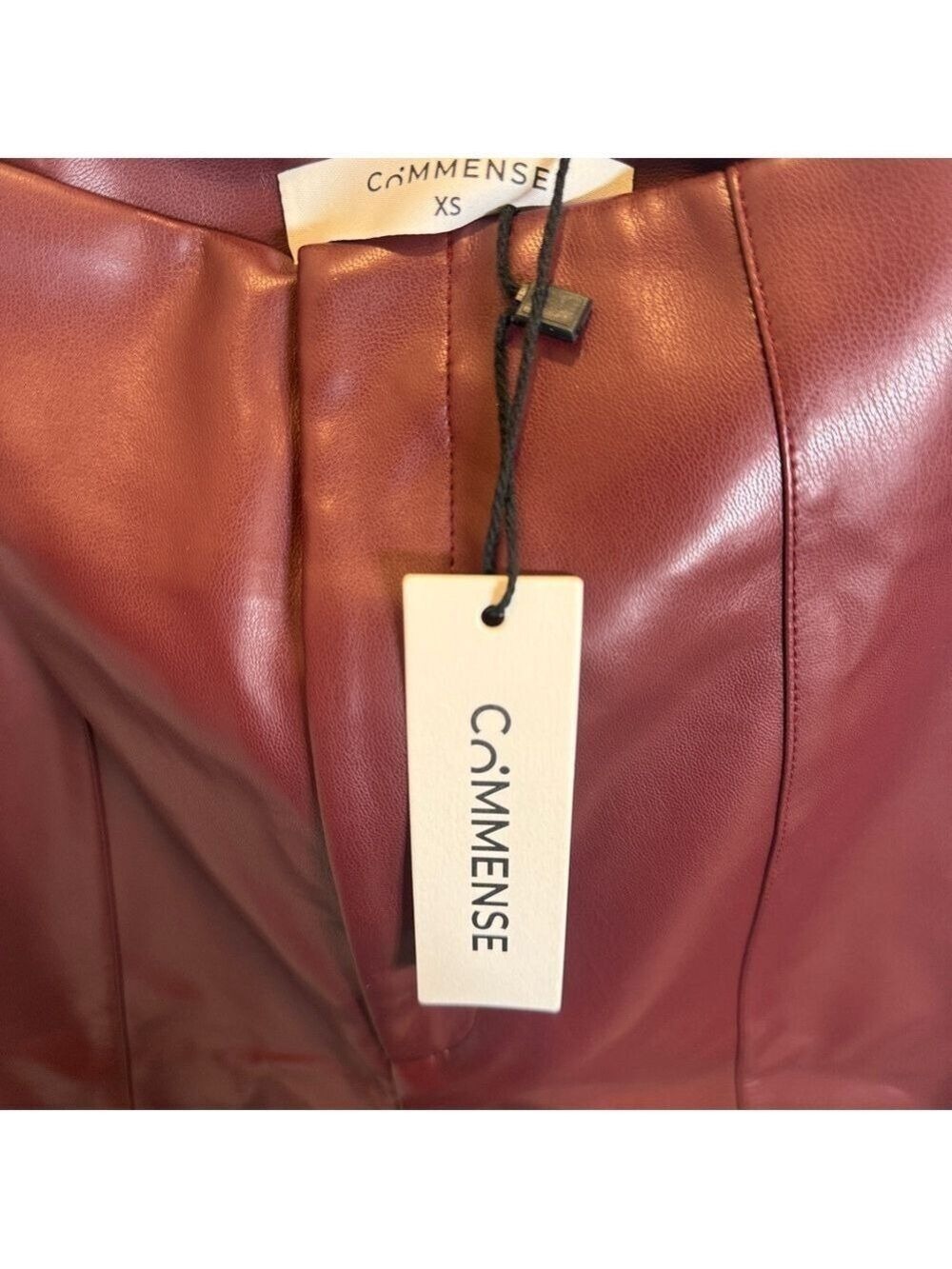 Commense Burgundy Faux Leather High Waist Wide Leg Pants Extra Small NWT - Picture 6 of 6